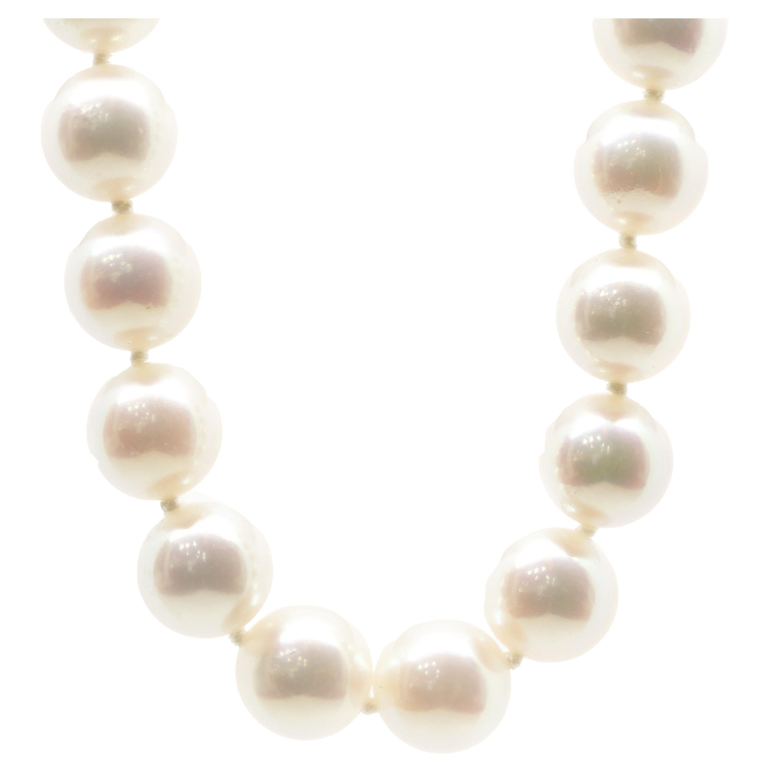 14 Karat Yellow Gold Cultured Pearl Collar Necklace For Sale