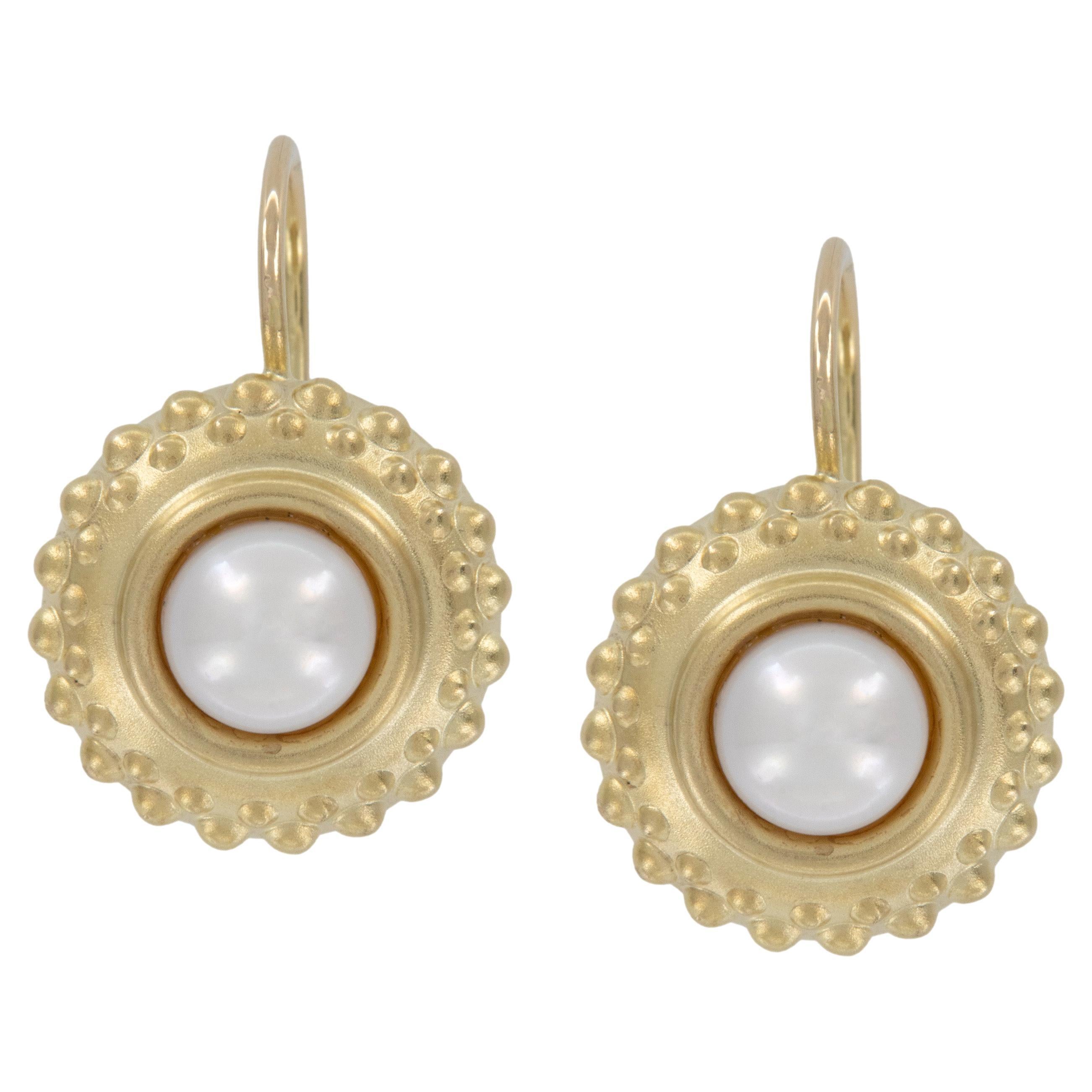 14 Karat Yellow Gold Cultured Pearl Drop Earrings