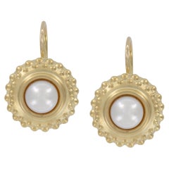 14 Karat Yellow Gold Cultured Pearl Drop Earrings