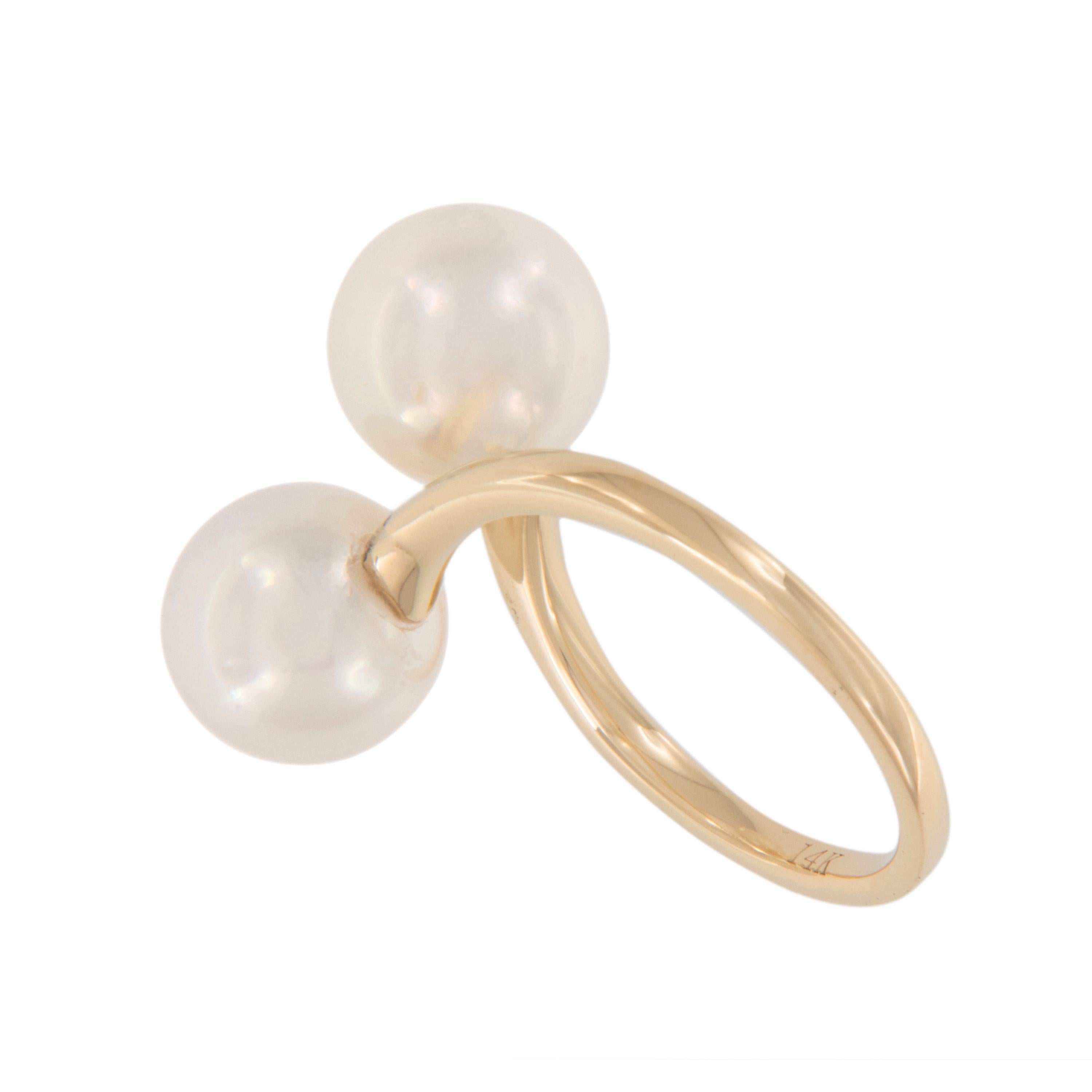 Known for having an inner glow and alluring satiny luster along with being the rarest & largest cultured pearls, South Sea pearls have been coveted for ages. Expertly crafted in 14 karat yellow gold these twin South Sea Pearls (9-10mm) set each