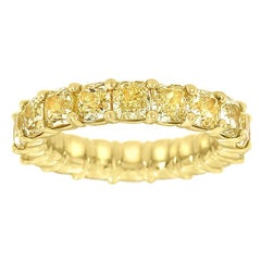 14 Karat Yellow Gold Cushion Yellow Diamonds Eternity Ring '7.5 Carat'
