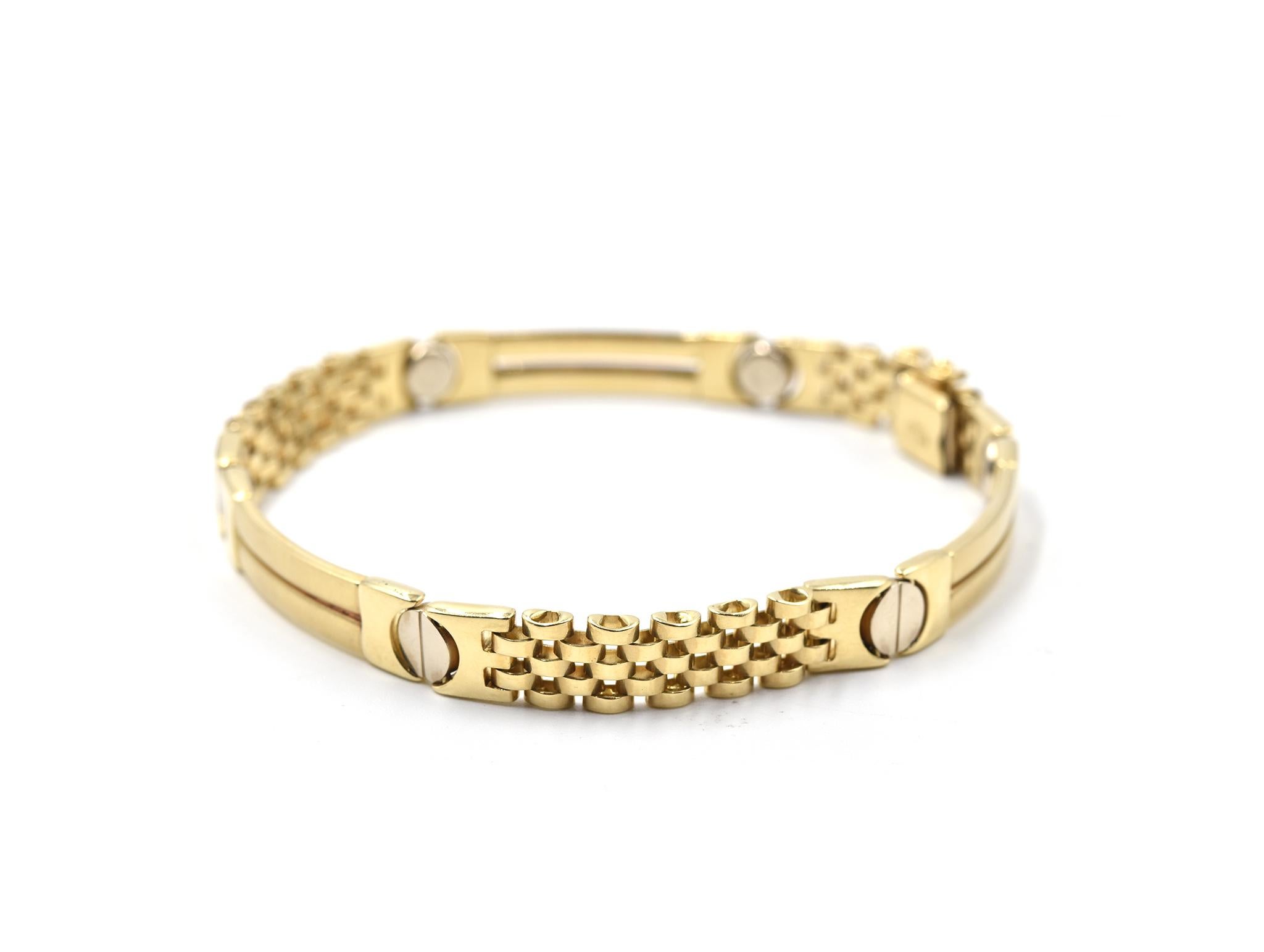 14 Karat Yellow Gold Custom Fancy Link Bracelet In Excellent Condition In Scottsdale, AZ