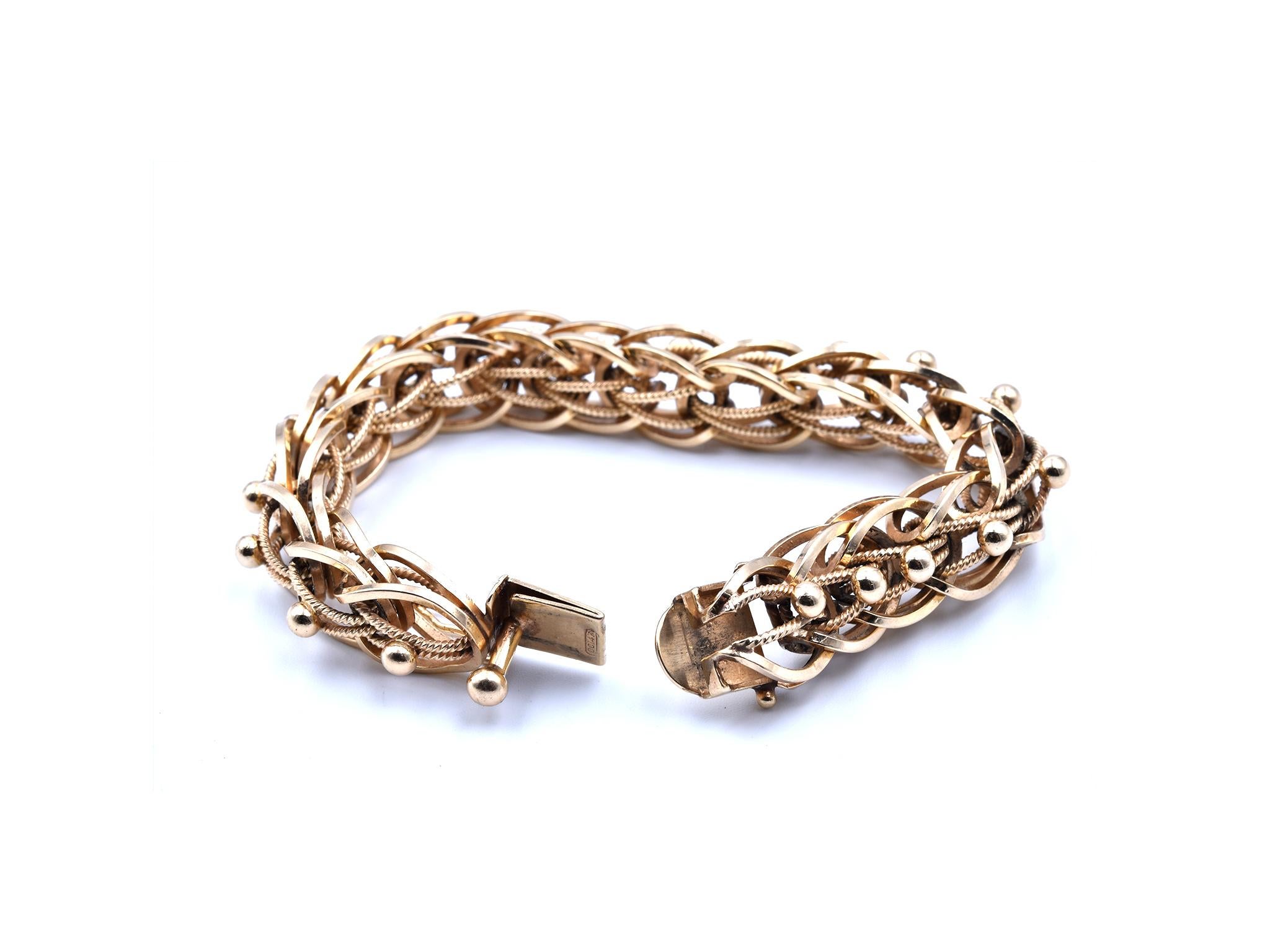 Women's or Men's 14 Karat Yellow Gold Custom Link Bracelet