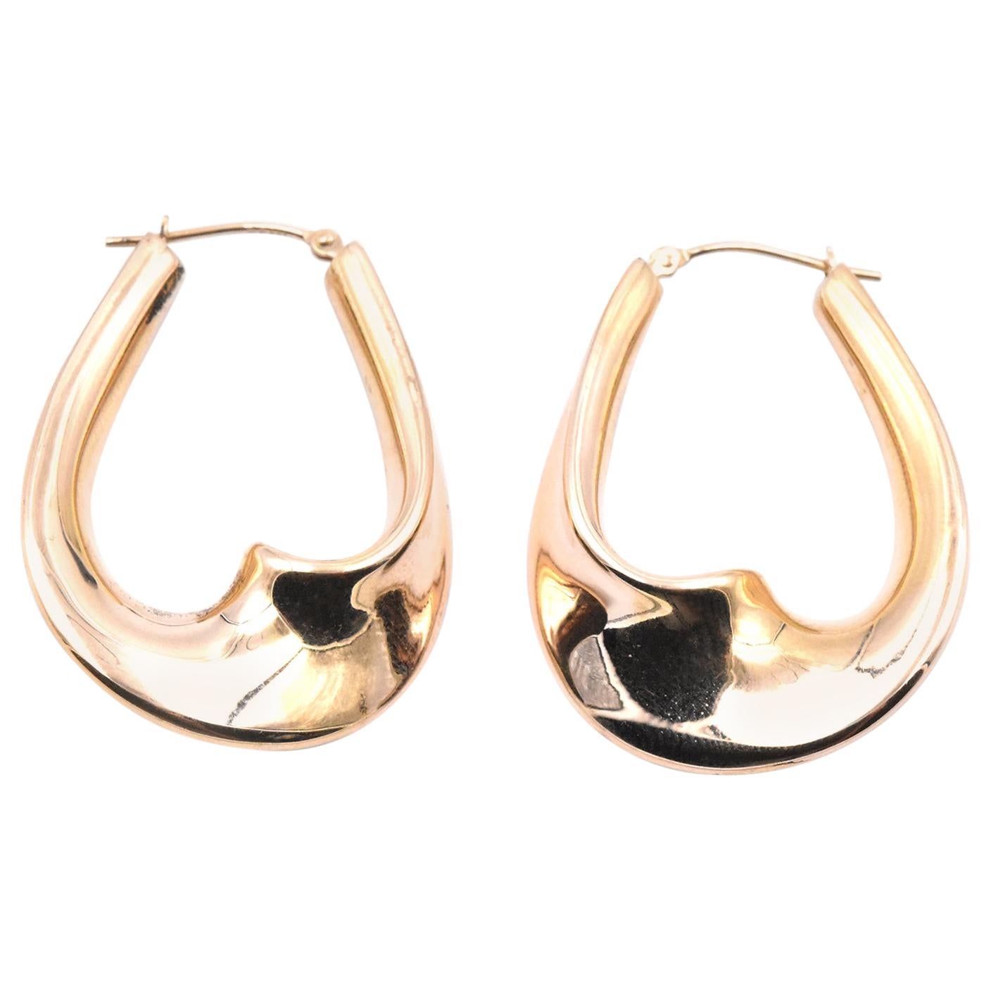 14 Karat Yellow Gold Custom Swirl Hoop Earrings