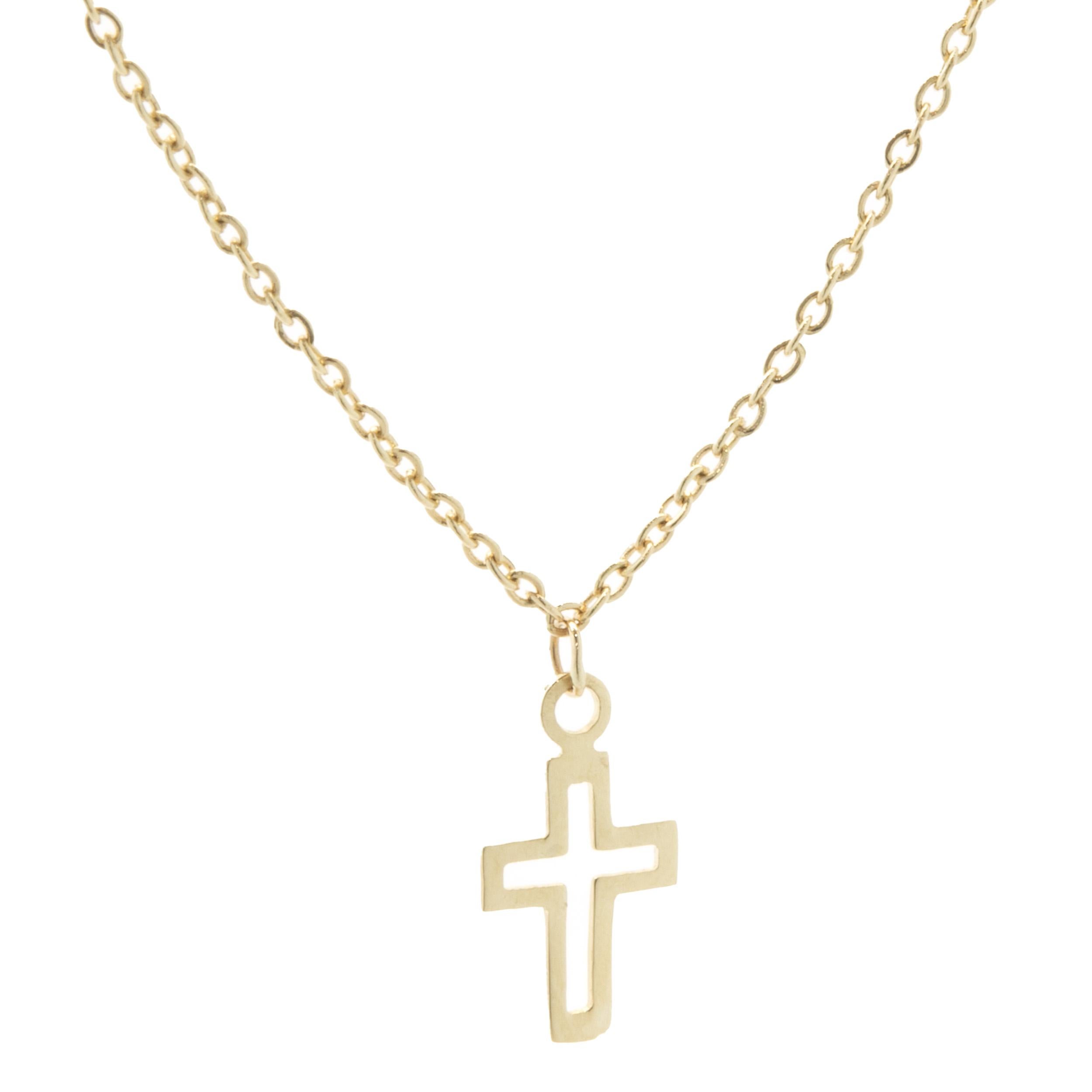 Designer: custom
Material: 14K yellow gold
Dimensions: necklace measures 18-inches in length
Weight: 2.38 grams