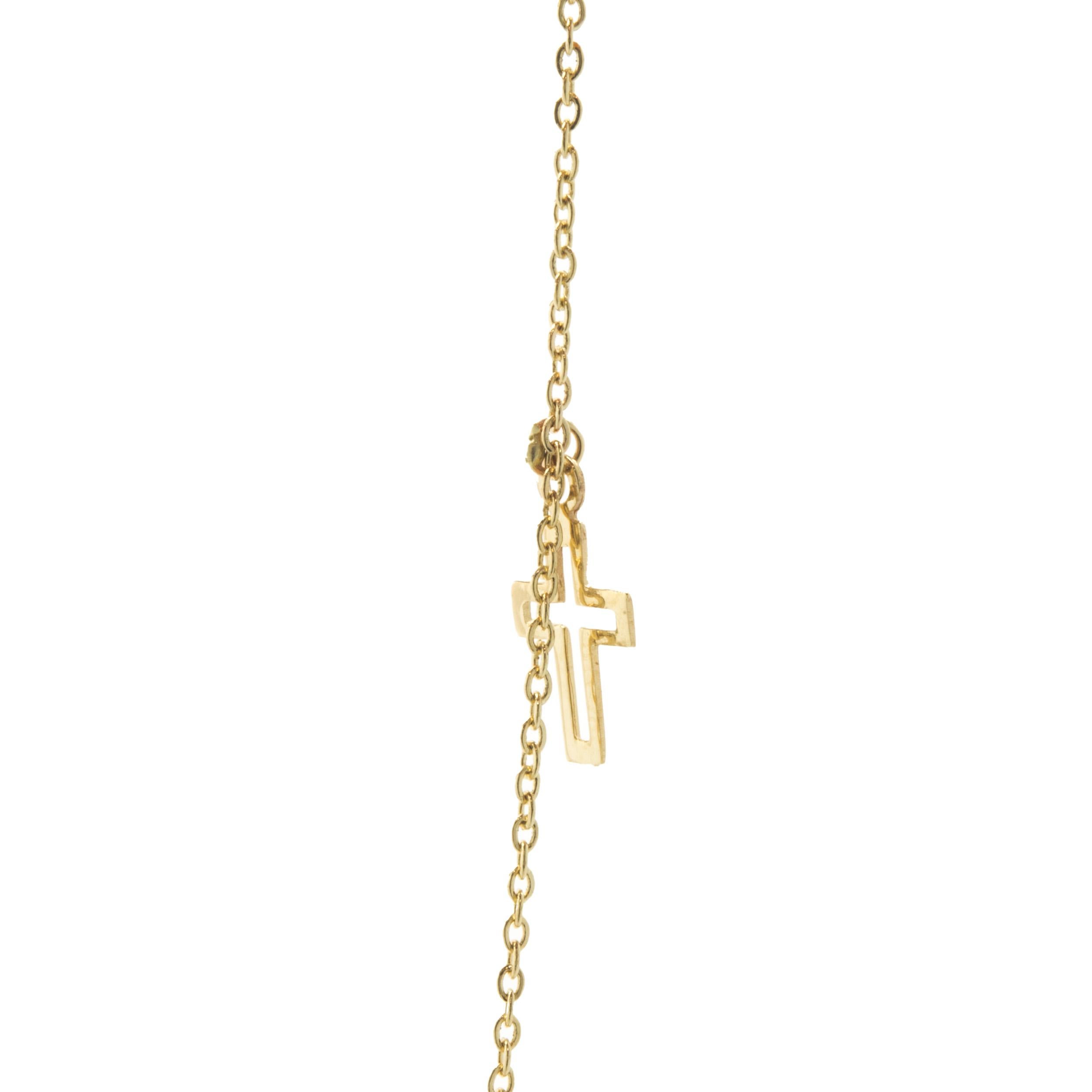 14 Karat Yellow Gold Cutout Cross Station Necklace In Excellent Condition For Sale In Scottsdale, AZ