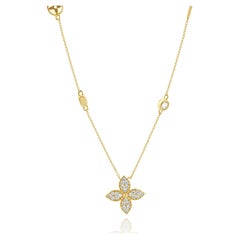 14 Karat Yellow Gold CZ Clover Station Necklace
