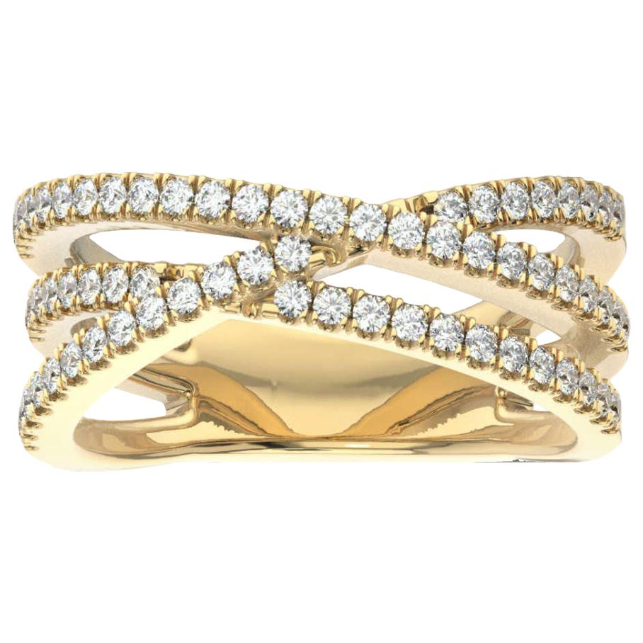 14 Karat Yellow Gold Dahlia Interweave Diamond Ring '1/2 Carat' For Sale