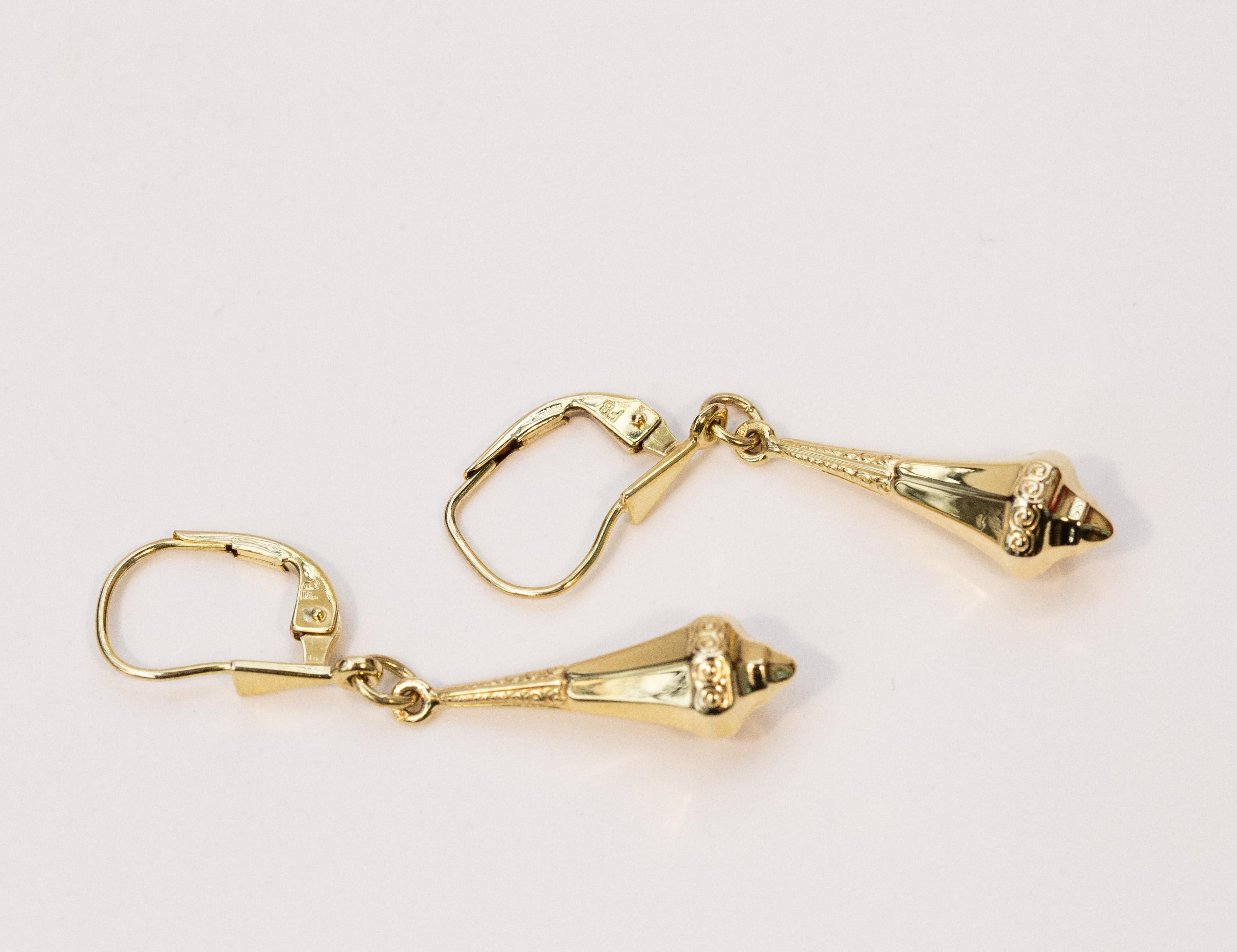 Rétro Orecchini pendenti in oro giallo 14 carati CA. 1950s in vendita
