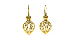 14 Karat Yellow Gold  Arabesque Dangle Earrings