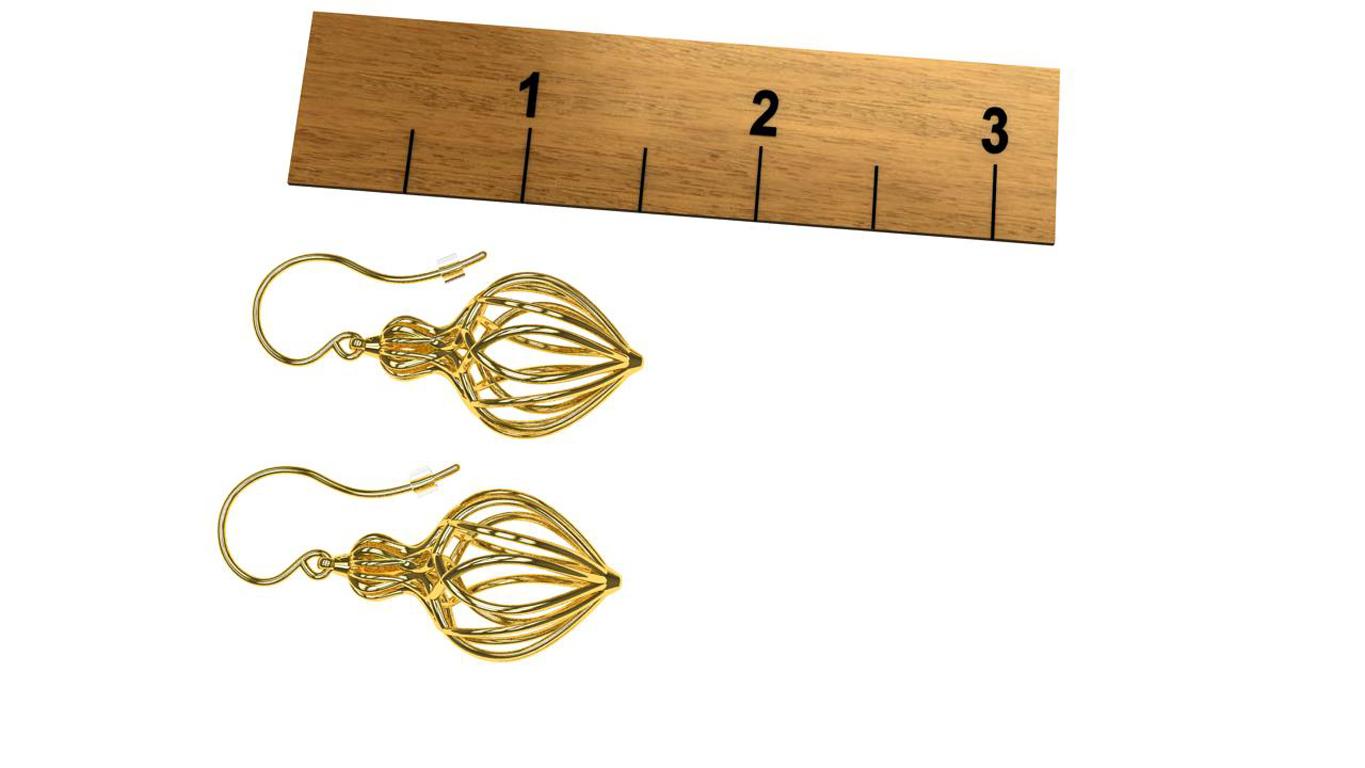 Contemporary 14 Karat Yellow Gold  Arabesque Dangle Earrings For Sale