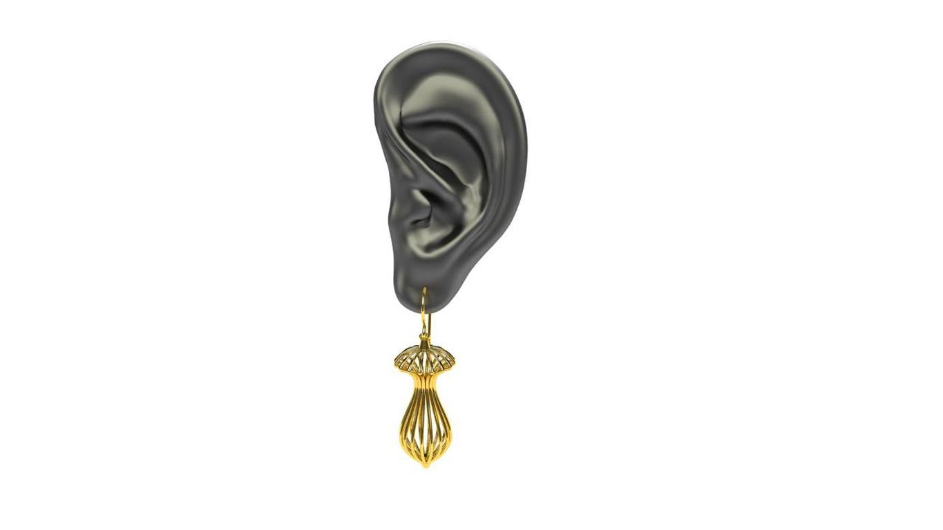 Contemporain Boucles d'oreilles pendantes en or jaune 14 carats en vente