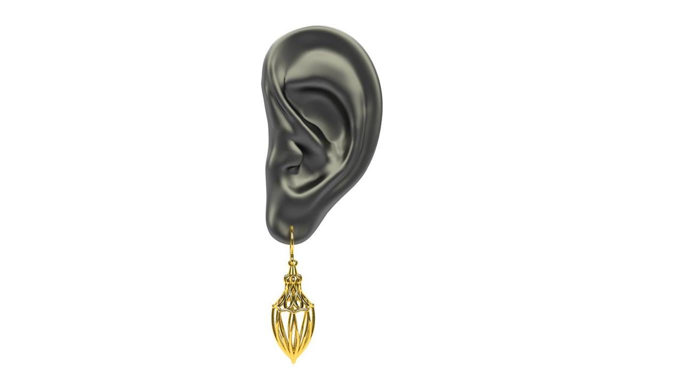 Contemporain Boucles d'oreilles pendantes Arabesque en or jaune 14 carats en vente
