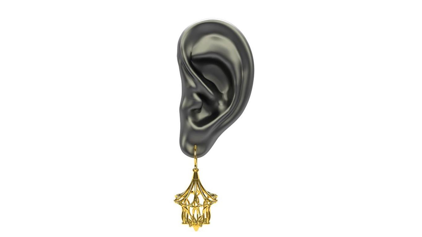 Boucles d'oreilles pendantes en or jaune 14 carats Neuf à New York, NY