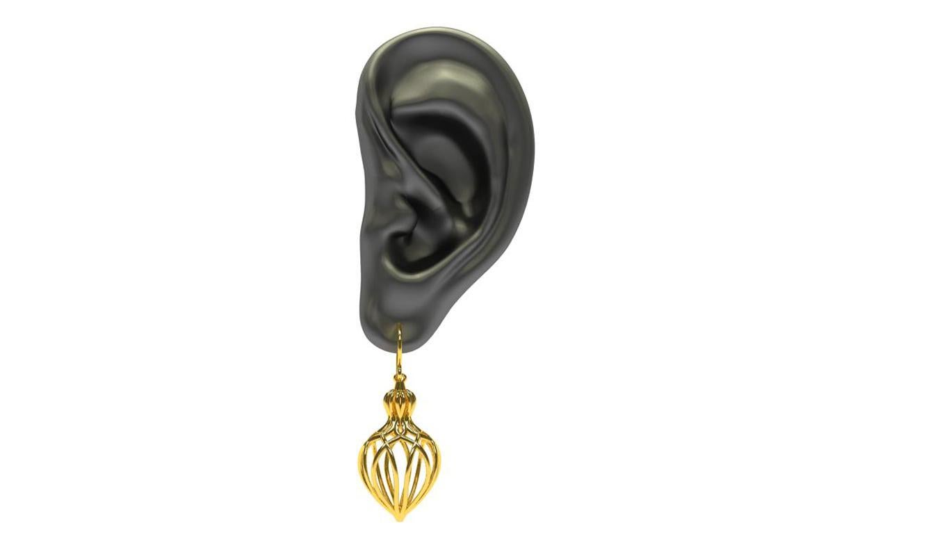 14 Karat Yellow Gold  Arabesque Dangle Earrings In New Condition For Sale In New York, NY