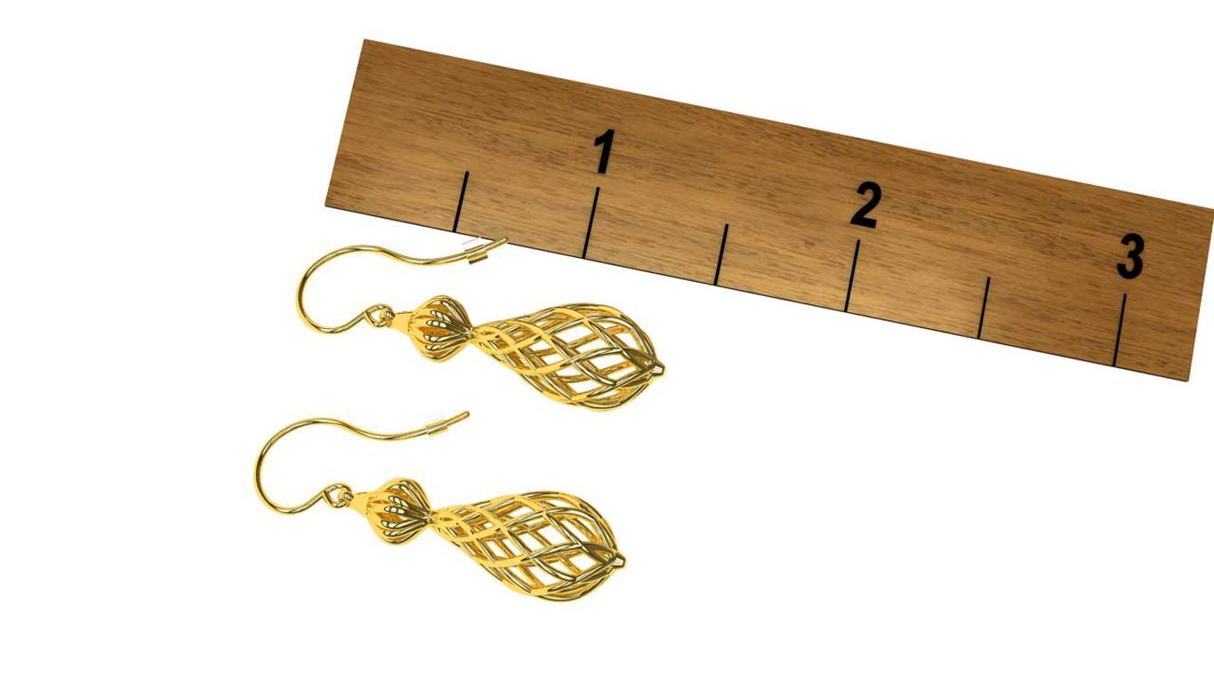 Pendants d'oreilles en or jaune 14 carats et dentelle Neuf - En vente à New York, NY