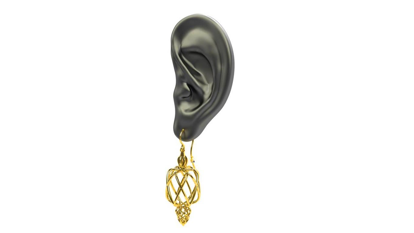 Boucles d'oreilles pendantes en or jaune 14 carats Neuf - En vente à New York, NY