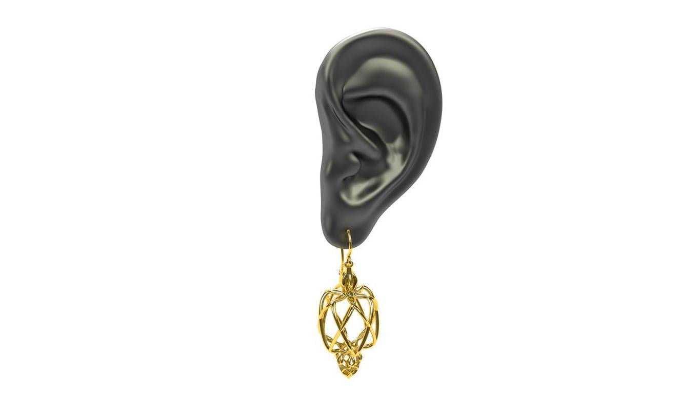 Boucles d'oreilles pendantes en or jaune 14 carats Pour femmes en vente
