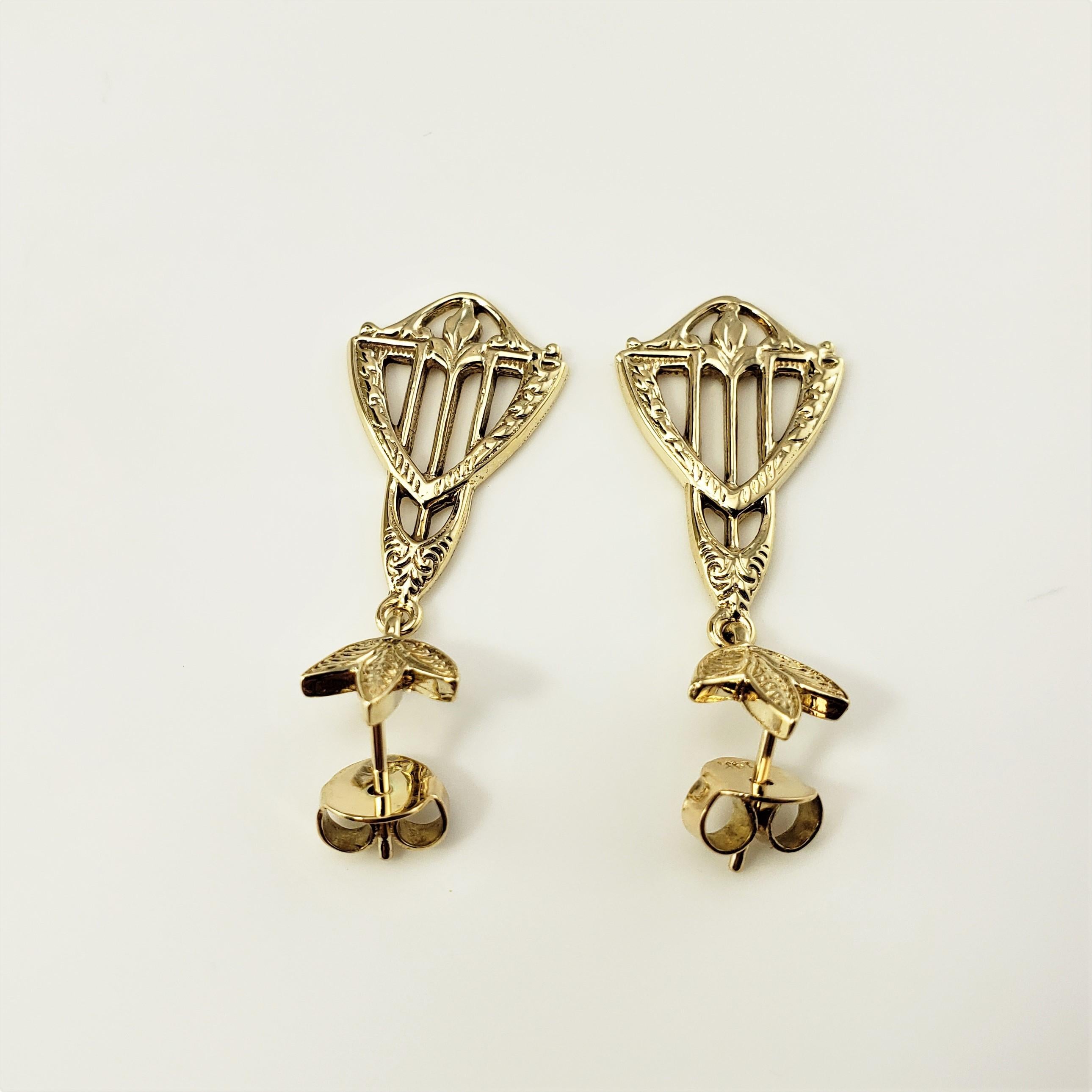 14 Karat Yellow Gold Dangle Earrings For Sale 2