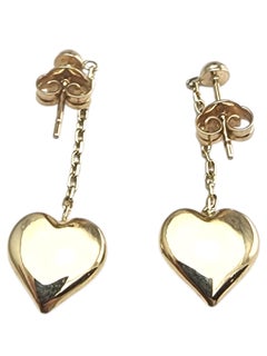 14 Karat Yellow Gold Dangle Heart Earrings #24249