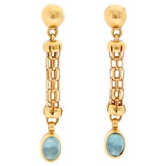 14 Karat Yellow Gold Dangle Stones Earrings