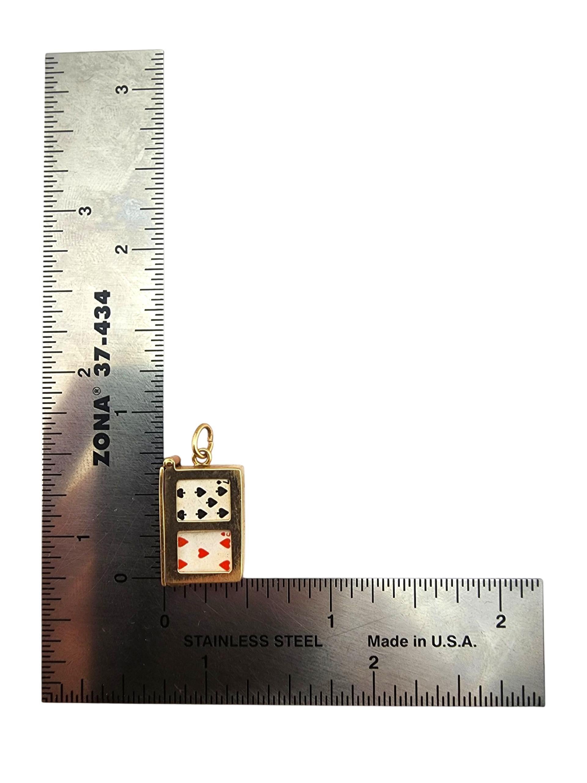 Charm a forma di mazzo di carte in oro giallo 14 carati #23266 in vendita 3