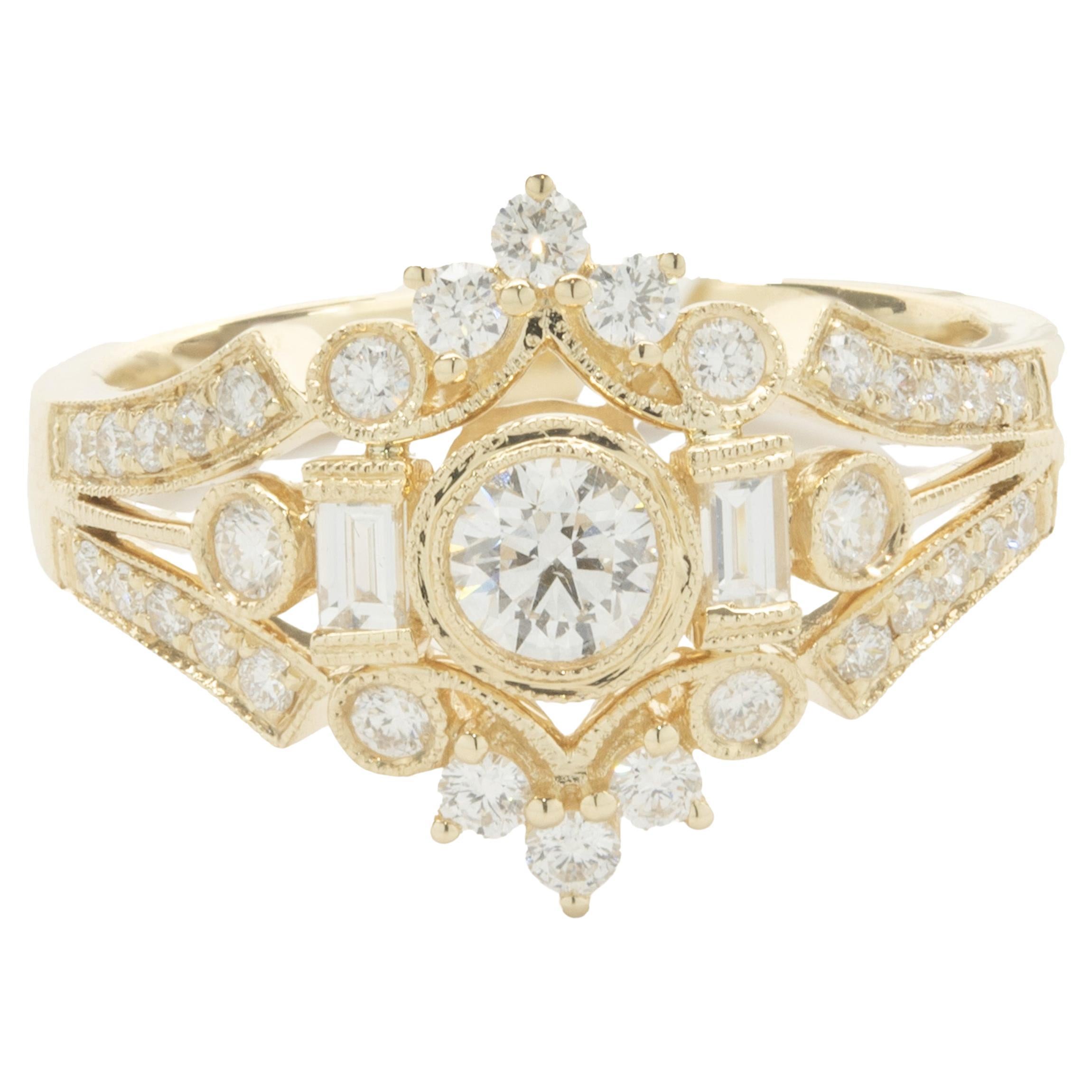 Erte 18 Karat Yellow Gold Art Deco Style Amethyst and Diamond Elongated ...