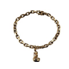 14 Karat Yellow Gold Denmark Little Mermaid Charm Link Bracelet #20922