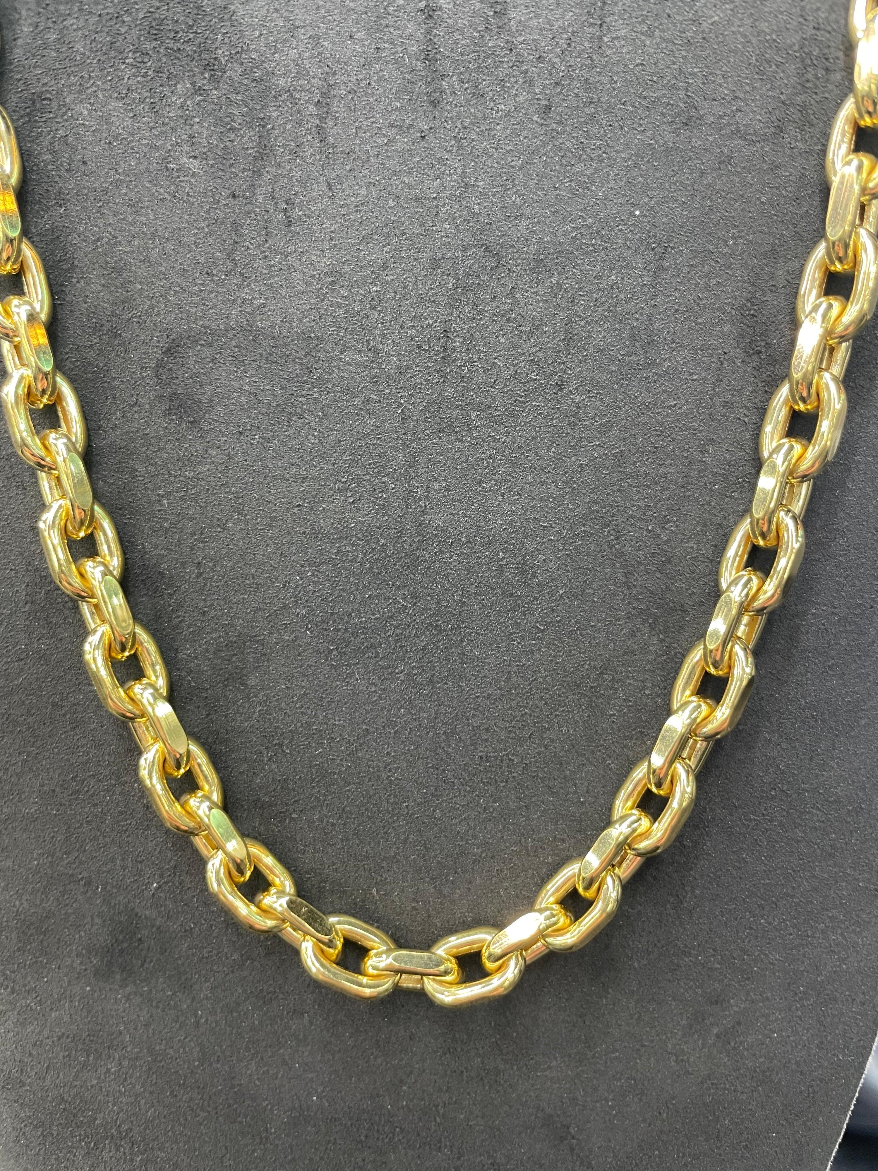 Contemporary 14 Karat Yellow Gold Detachable Link Necklace Bracelet 73.4 Grams 33 Inches For Sale