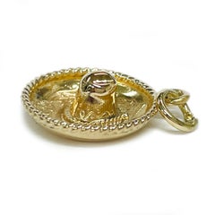 14 Karat Yellow Gold Detailed Sombrero Mariachi Charm Pendant, Mexico