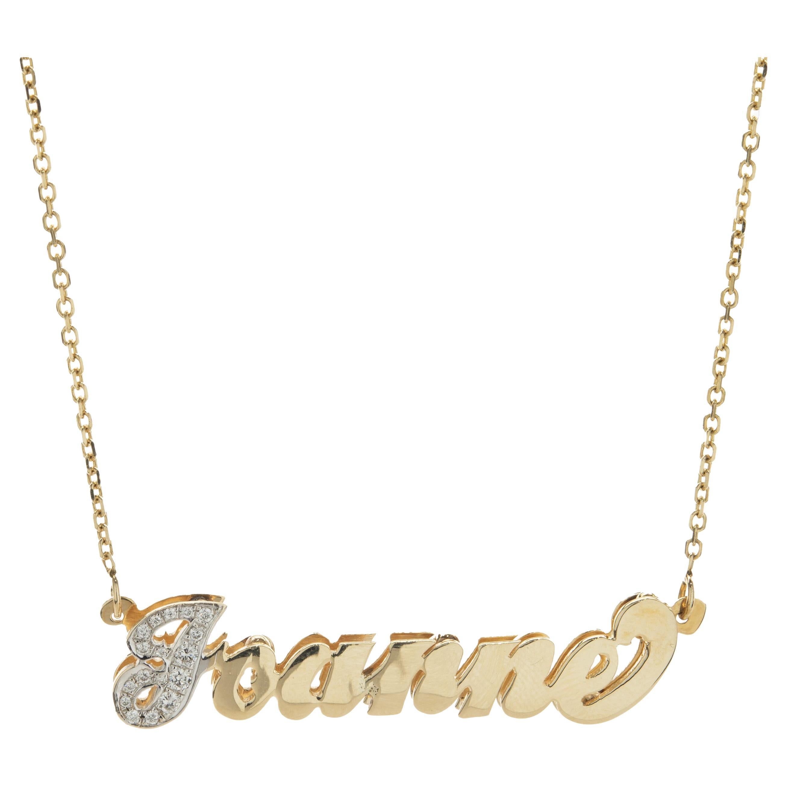 14 Karat Yellow Gold Diamond 3D “Joanne” Necklace For Sale
