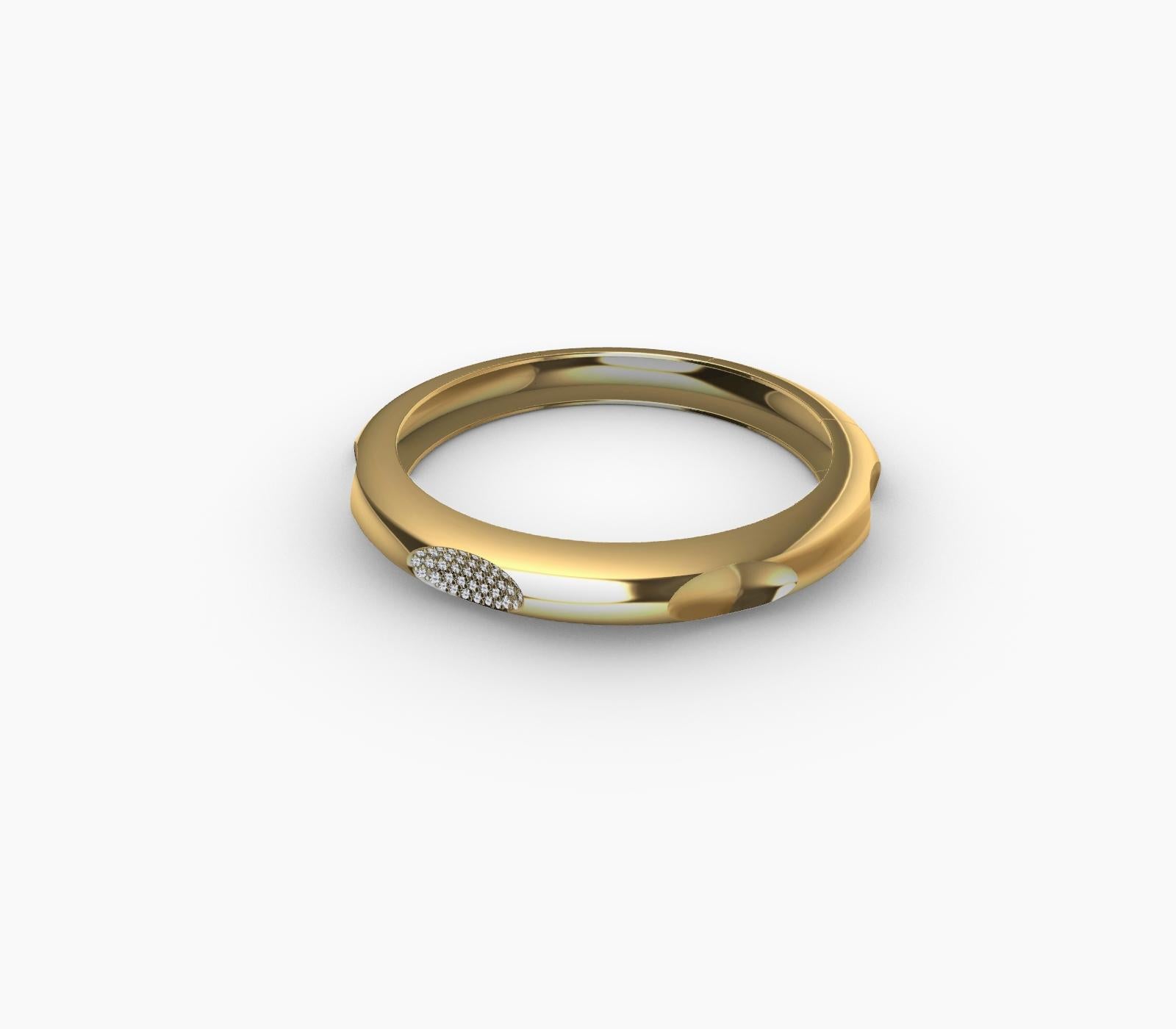 Contemporain Or jaune 14 carats 9 mm  Bracelet jonc ovale à 7 diamants en vente