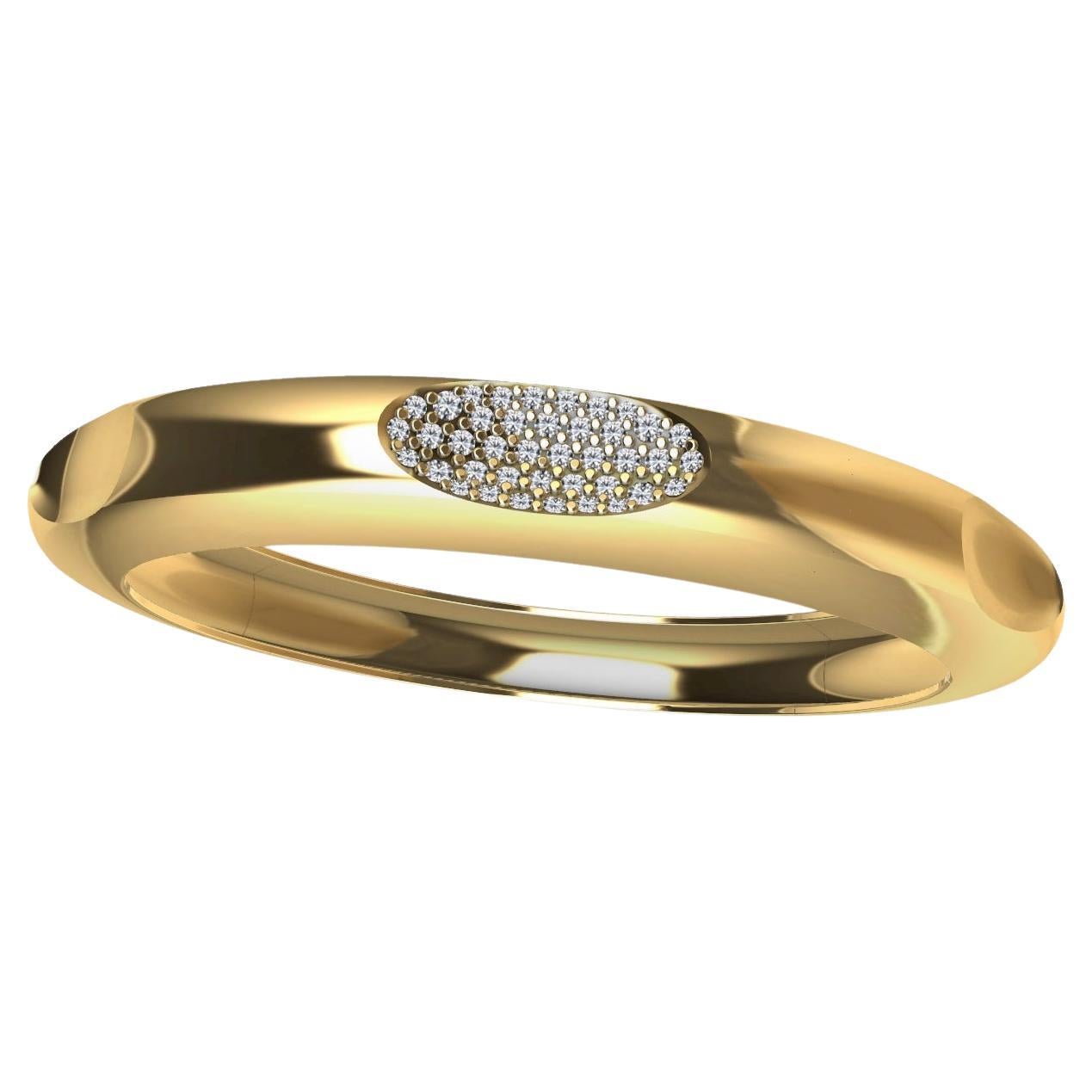 14 Karat Yellow Gold 9 mm  Diamond 7 Ovals Bangle Bracelet For Sale