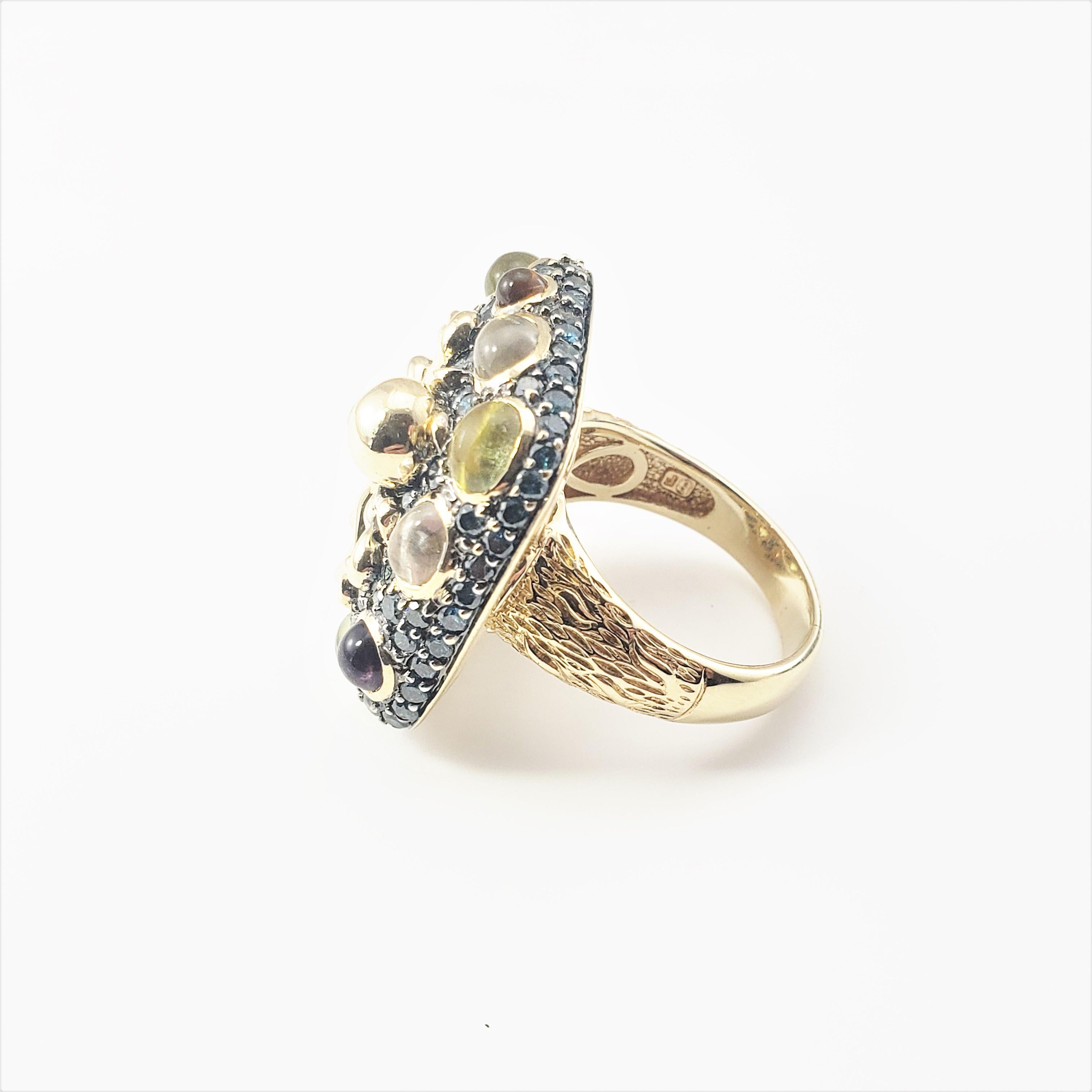 Cabochon 14 Karat Yellow Gold Diamond, Amethyst, Peridot and Garnet Octopus Ring