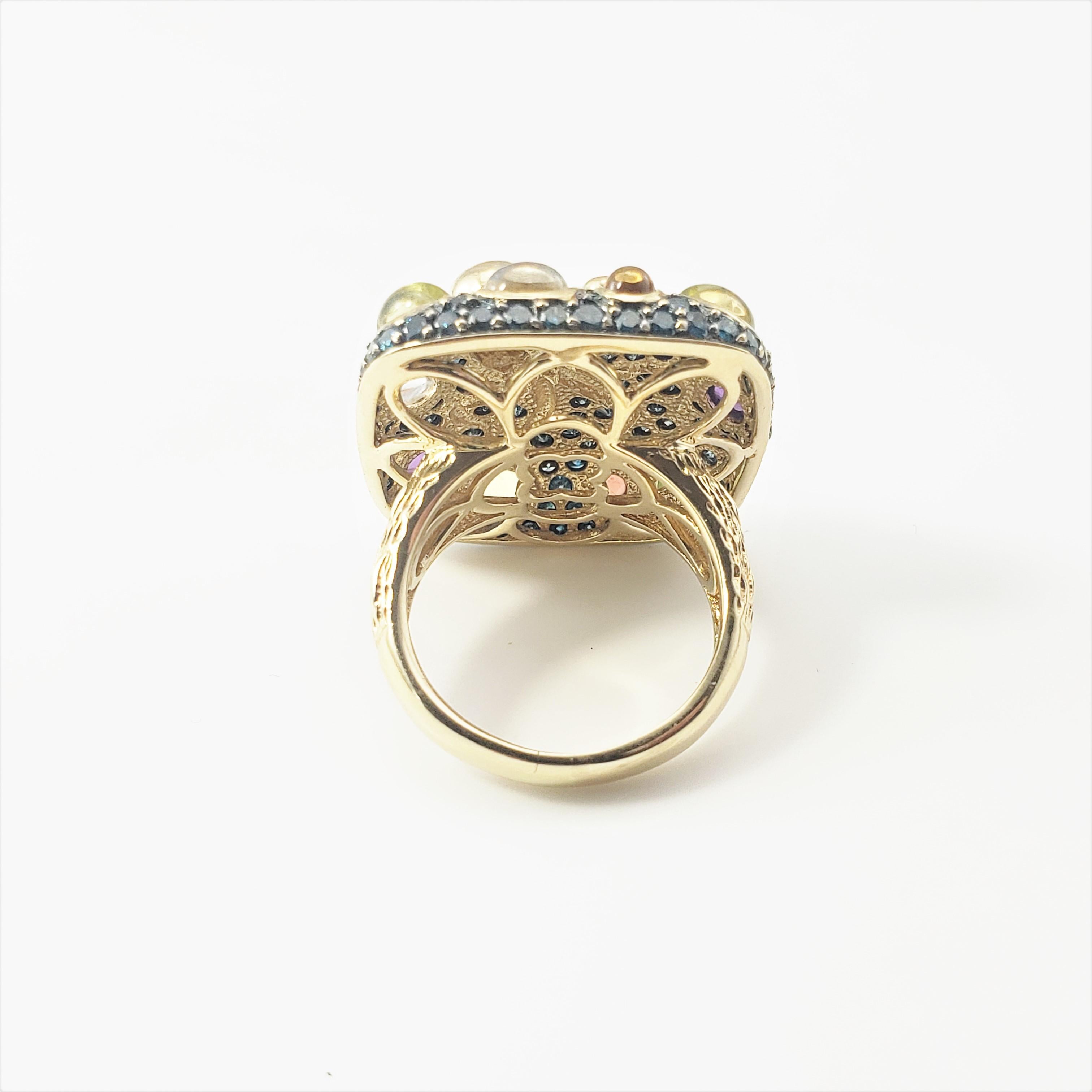 14 Karat Yellow Gold Diamond, Amethyst, Peridot and Garnet Octopus Ring In Good Condition In Washington Depot, CT