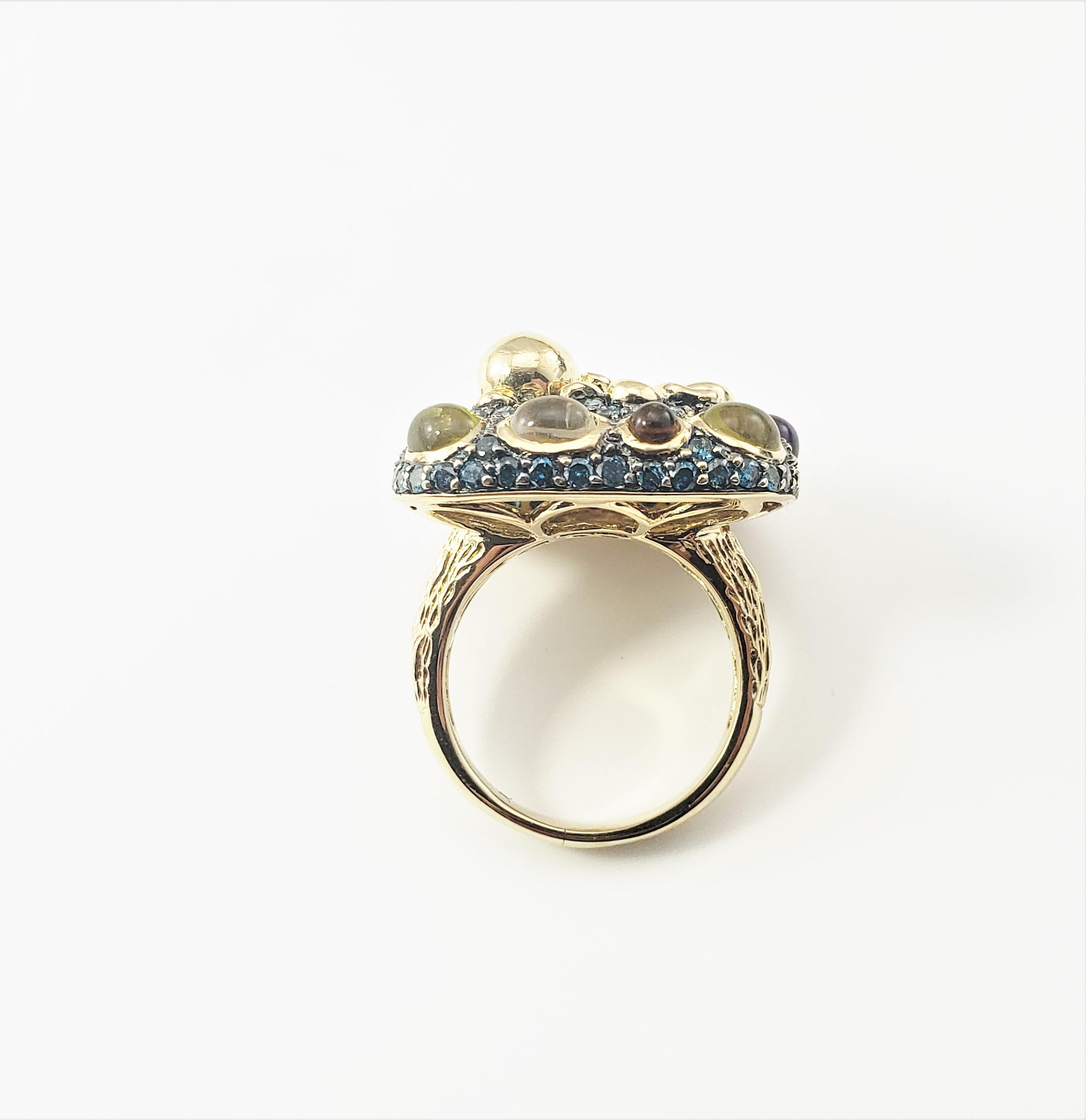 Women's 14 Karat Yellow Gold Diamond, Amethyst, Peridot and Garnet Octopus Ring