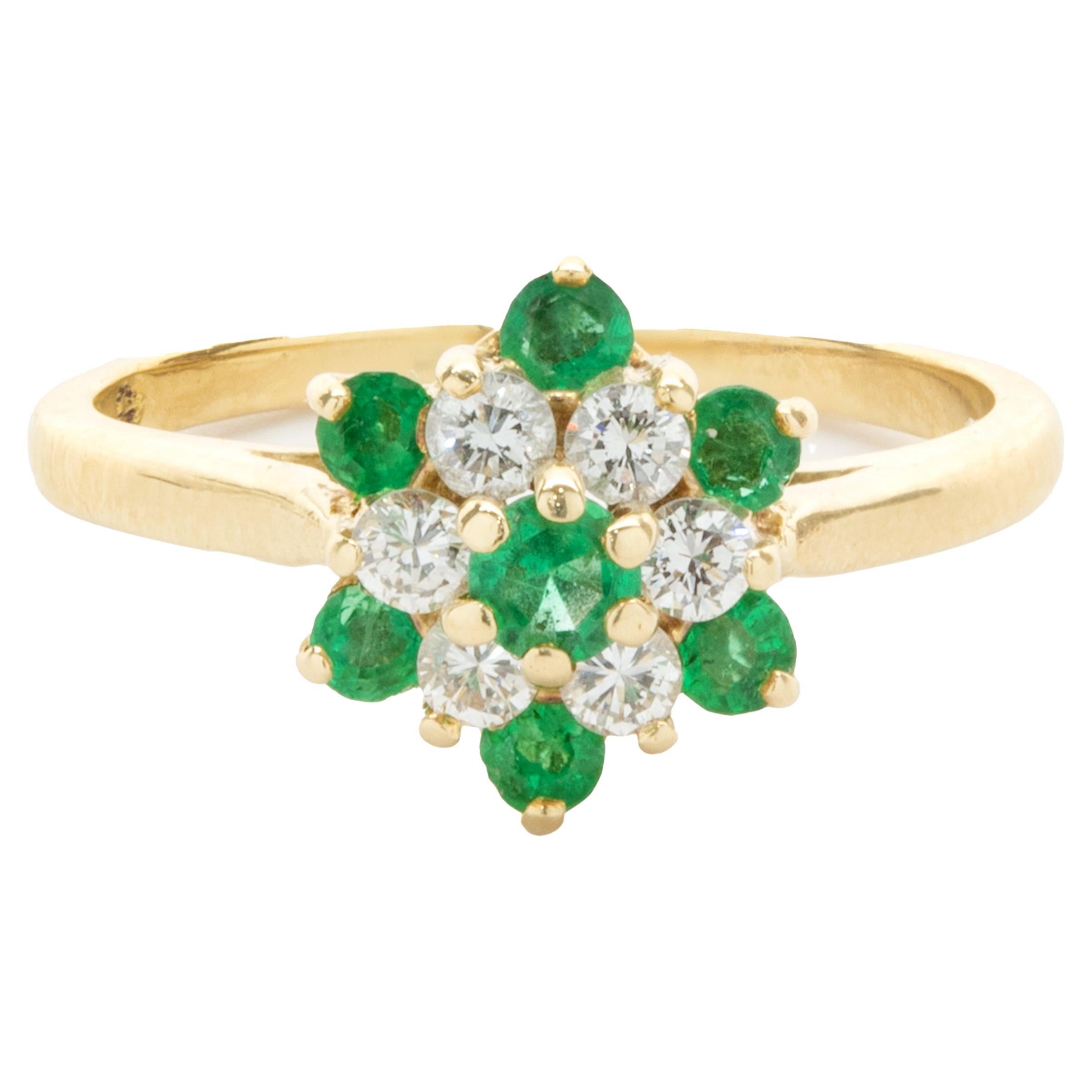 Effy 14 Karat Yellow Gold Emerald and Diamond Cocktail Ring at 1stDibs ...