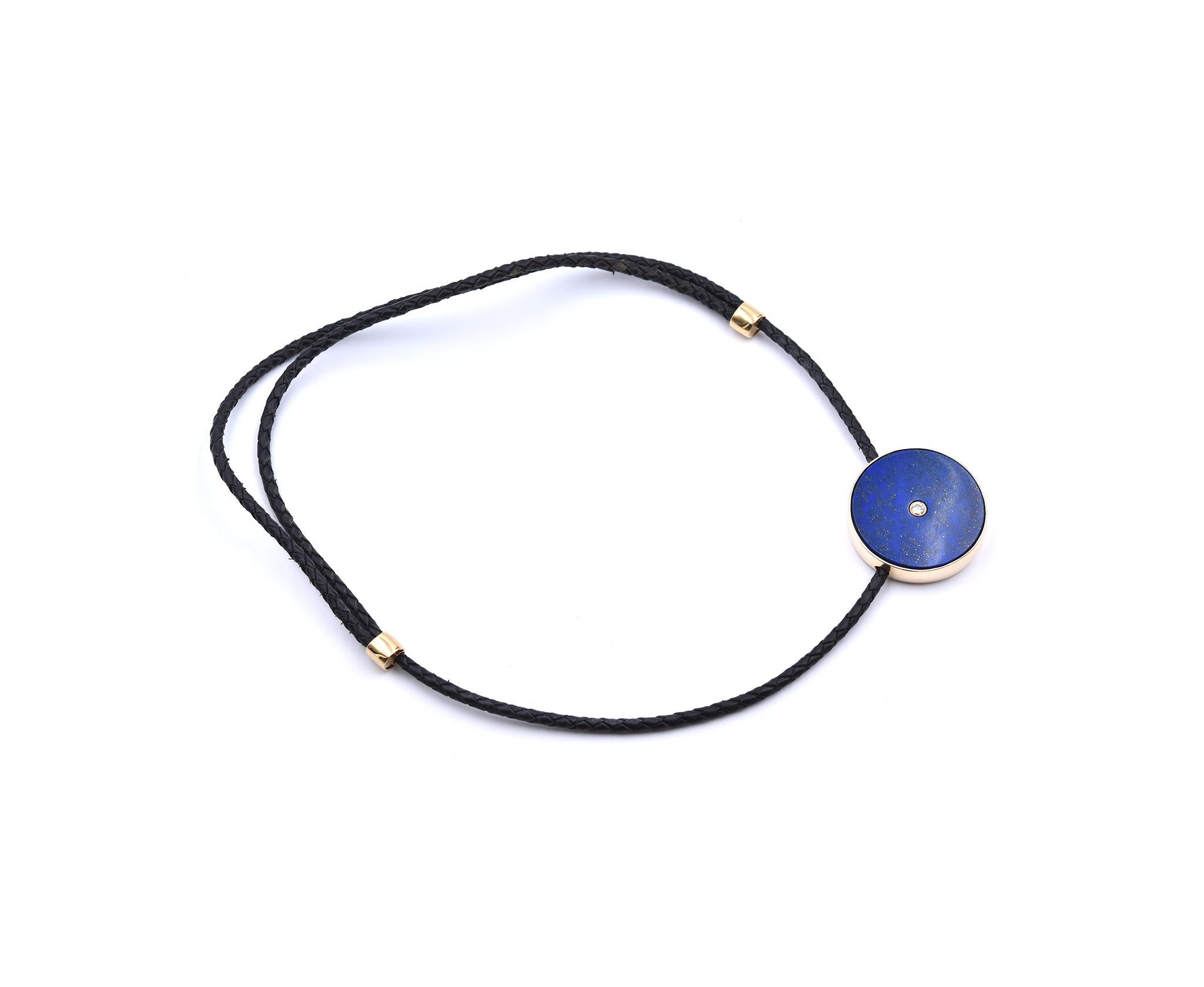 Material: 14k yellow gold
Diamond: 1 round brilliant cut= .17
Color: G 
Clarity: VS
Dimensions: necklace is 22-inches in length
Weight: 45.43
