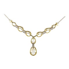 14 Karat Yellow Gold Diamond and Opal Pendant Necklace