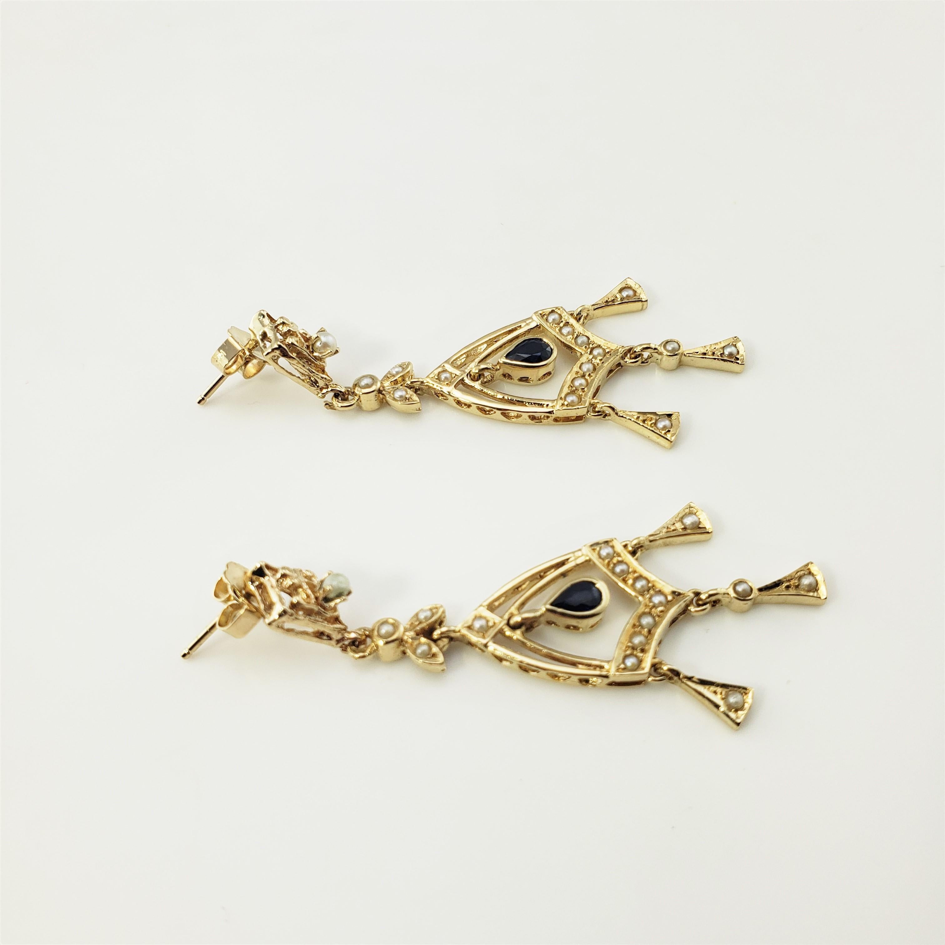 Pear Cut 14 Karat Yellow Gold Diamond and Pearl Dangle Chandelier Earrings For Sale
