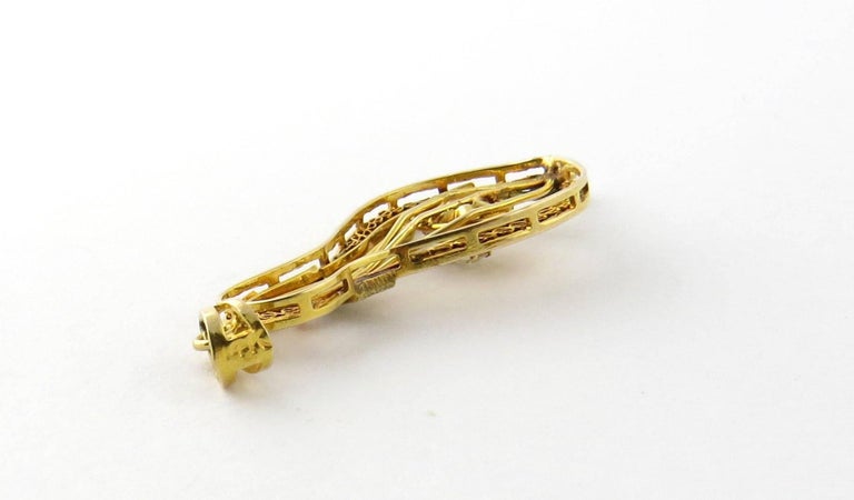 14 Karat Yellow Gold Diamond and Pearl Filagree Pendant For Sale at 1stDibs