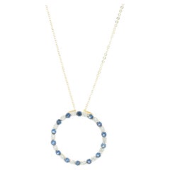 14 Karat Yellow Gold Diamond and Sapphire Alternating Circle Necklace