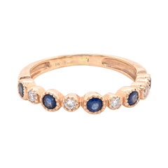 14 Karat Yellow Gold Diamond and Sapphire Band