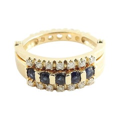 14 Karat Yellow Gold Diamond and Sapphire Flip Ring