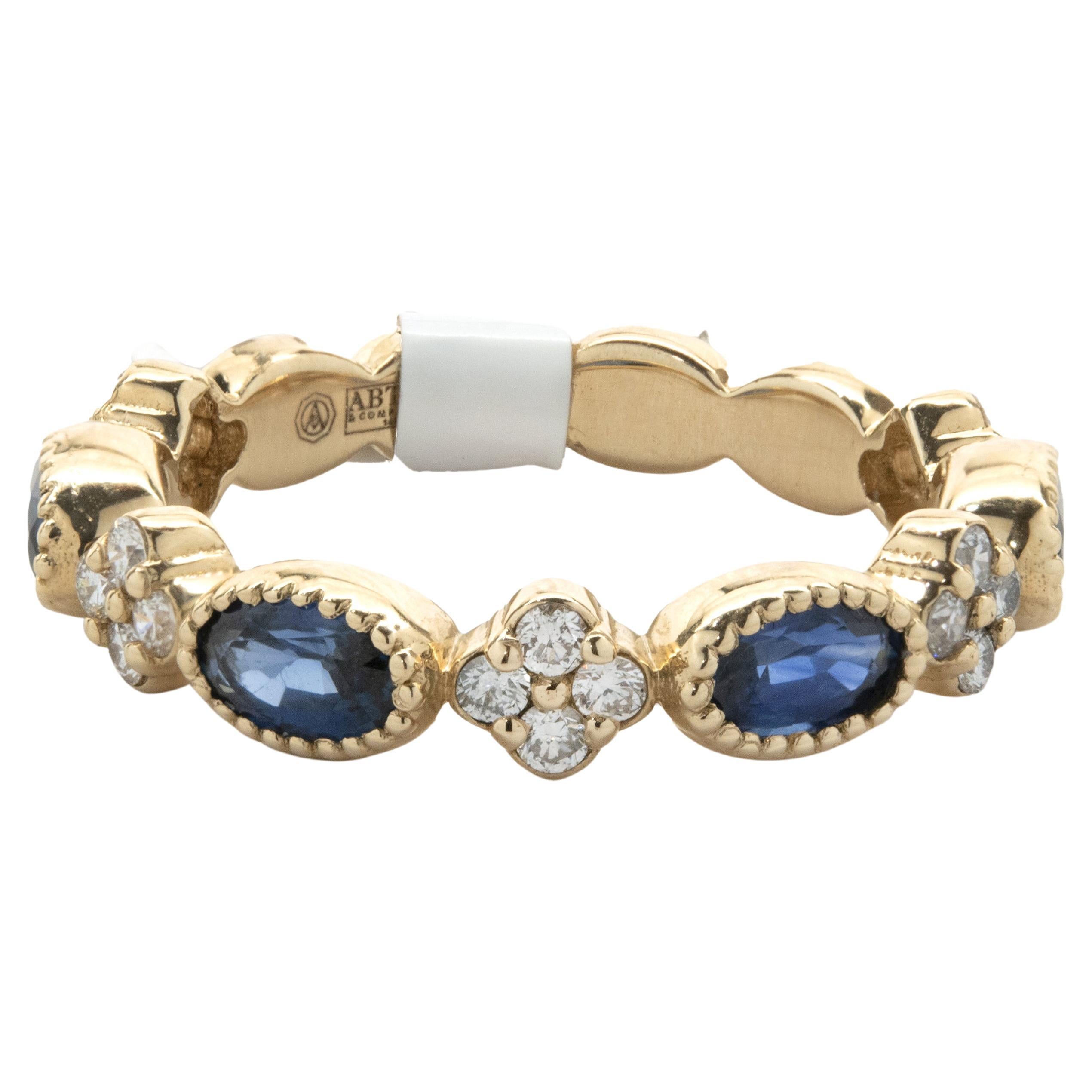 14 Karat Yellow Gold Diamond and Sapphire Star Band