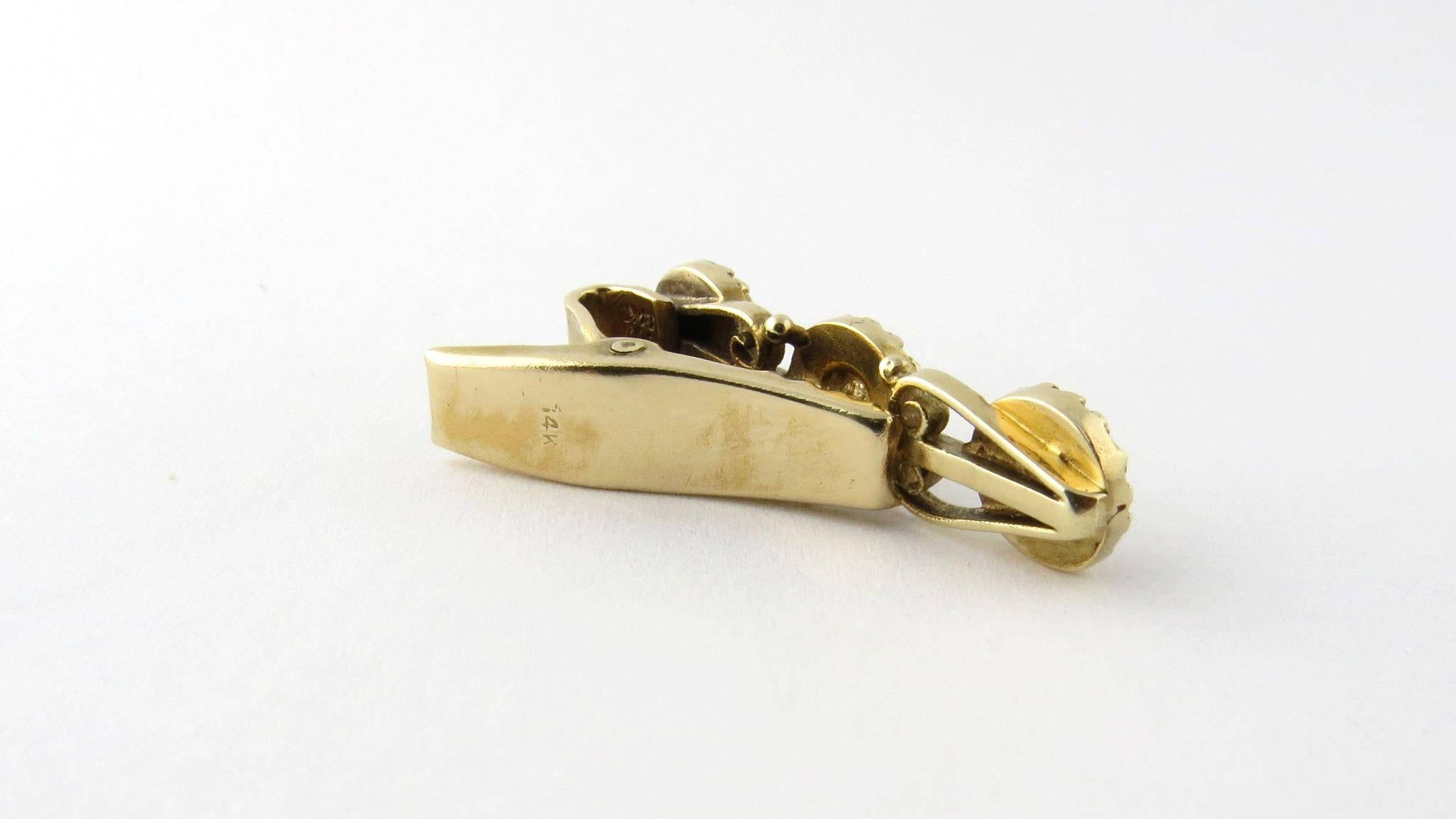 Vintage 14K Yellow Gold Diamond and Sapphire Tie Clip

 1 3/16