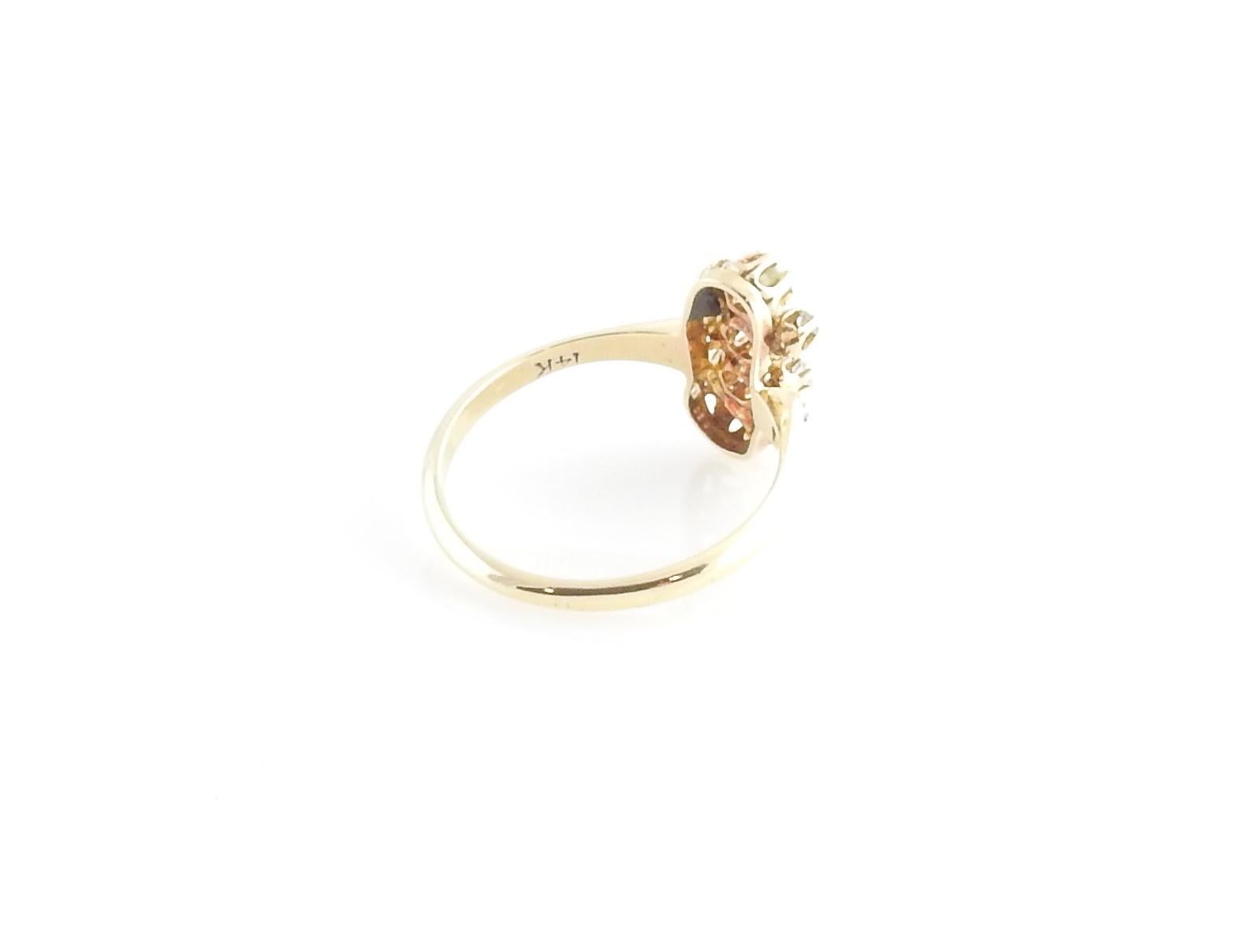 14 Karat Yellow Gold Diamond and Seed Pearl Ring In Good Condition In Washington Depot, CT