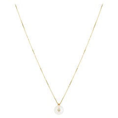 14 Karat Yellow Gold Diamond and White Pearl Necklace