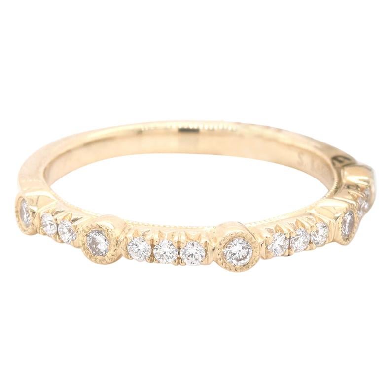 14 Karat Yellow Gold Diamond Anniversary Stackable Band