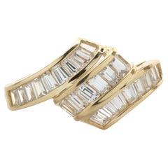 14 Karat Gelbgold Diamant Baguette Wasserfall-Ring